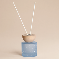 Bouteilles diffuseurs d'aromathérapie en verre givré bleu clair moucheté, personnalisables en usine, de 50 ml à 300 ml, couleurs et logos personnalisés disponibles
