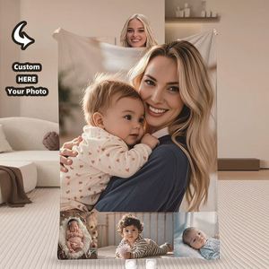 Couverture en polaire personnalisée avec photo et logo imprimés, ultra douce, chaude et agréable pour la peau, pour la décoration de la maison - Product Image 1