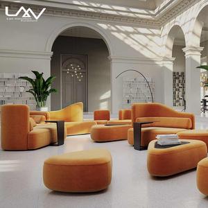 Canapé de salon d'hôtel de conception nordique, ensemble de meubles de villa d'exposition, cadre en bois de velours, <span class=keywords><strong>liberté</strong></span>, canapé modulaire - Product Image 4