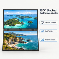 Écran portable double moniteur empilé de 18,5 pouces, extension d'écran d'ordinateur portable 1080P FHD IPS, triple affichage pour le bureau, le trading et le multitâches