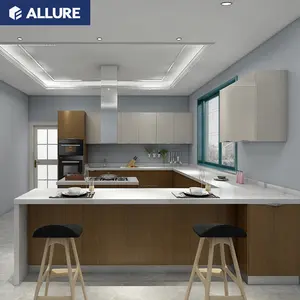 Allure Set Furnitur Bingkai Baja Eropa, Set Furnitur Dapur Dinding Logam Dapur Dapur Dapur Tinggi Super Mengkilat untuk Oven Putih