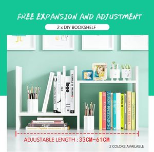 Étagères <span class=keywords><strong>de</strong></span> bureau en bois épais réglables en taille, bibliothèque <span class=keywords><strong>de</strong></span> bureau, présentoir créatif DIY pour livres (Blanc) - Product Image 6