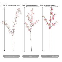 Buket Bunga Artifisial Dekoratif Terinspirasi Zen, Bunga Sakura Putih, Cabang Bunga Persik, untuk Dekorasi Lantai, Pernikahan, dan Rumah