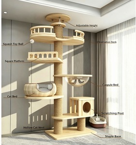 <strong>Cat</strong> Climbing Frame Solid Wood Multi-layer <strong>Cat</strong> Bed Tree Integrated <strong>Top</strong> Ceiling Large Frame - Product Image 2
