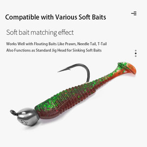 Amo da jigging con testa micro, antiscivolo, a gola larga, in acciaio al tungsteno, ad angolo smussato, per pesca al black bass, mandarino e rig Ned - Product Image 5