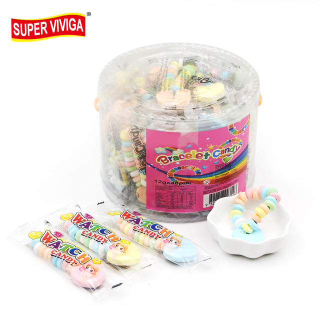 Funny Pop Watch Bracelet Lovely Heart Shape Compress Tablet Candy
