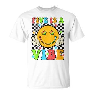 T-shirt per bambini Five Is A Vibe per il 5° compleanno, unisex, a maniche corte, girocollo, con stampa digitale, per feste - Product Image 1