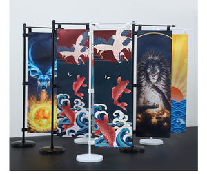 Fabbrica a buon mercato di alta qualità 13*36cm personalizzato <span class=keywords><strong>Logo</strong></span> bandiera da tavolo Mini Nobori bandiera bandiere con Base Stand - Product Image 6