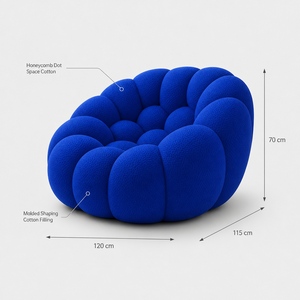 Electric Blue Fabric Bubble Lounge Chair Oversized <strong>Bean</strong> <strong>Bag</strong> Armchair <strong>Boucle</strong> Cloud Modern Designer Reclining Soft Comfort Living - Product Image 5