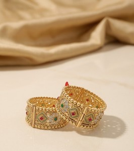 DIVYORO Premium Gold Plated <b>Copper</b> Brass Classic <b>Bangle</b> Set Intricate Filigree Work Handmade Women's Ethnic Jewelry Festive 110g - Product Image 1