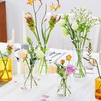 Ensemble de 3 petits vases minimalistes en verre transparent pour centres de table de décoration intérieure