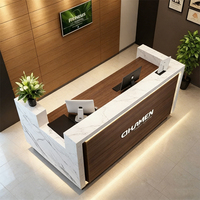 Comptoir de réception en marbre pour hôpital, clinique, bureau, salon, design moderne, en acrylique courbé brillant et éclairé