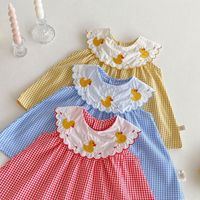 Robe d'été sans manches à carreaux pour bébé fille, broderie de dessin animé, jupe pour enfants, vêtements à la mode pour enfants