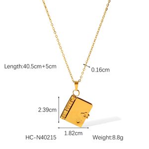 Kalung rantai liontin jimat buku baja tahan karat terukir teks rahasia hadiah pecinta ibu anak perempuan kustom ukiran halaman kalung - Product Image 2