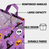 Panier de rangement pliable pour Halloween avec poignées, imprimé fantôme, chauve-souris et citrouille, pour décoration de fêtes et rangement de jouets