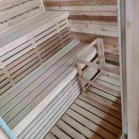 Moderna sauna cuadrada finlandesa de cedro rojo para exteriores, de 2 a 4 personas, con calefacción eléctrica por infrarrojos, para uso en villas.