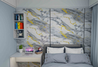 Panneaux muraux modernes en PVC, panneaux muraux en PVC, plaques en plastique marbré UV, panneau mural résistant à l'huile en PVC pour salle de bain