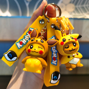 Liontin gantungan kunci Pikachu, boneka PVC kartun, Aksesori liontin gantungan kunci otomatis - Product Image 2