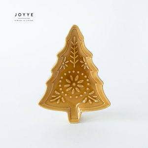 JOYYE Decoración de Mesa de Navidad Personalizada, Plato Pequeño de Cerámica en Forma de Nieve, Plato de Servir Salsa de Aperitivos de Cerámica Vintage - Product Image 3