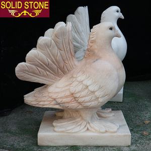 도매 소매 자연 손 조각 절묘한 흰색 비둘기 장식 야외 대리석 새 동상 - Product Image 3