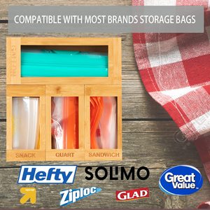 Bamboo Storage Box For Ziplock Bags With Engraved Labels Desktop Organizer - Product Image 5