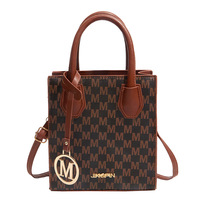 Bolso Mini Tote de Moda 2026 con Estampado de Letras para Mujer, Bolso Cruzado de Cuero PU con Dije Metálico
