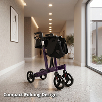 Déambulateur en aluminium pour personnes âgées avec repose-pieds, aide à la mobilité pliable avec sac de rangement pour une vie autonome