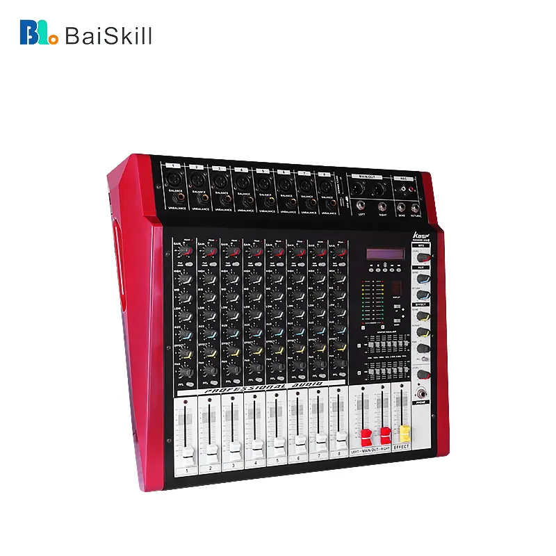 BaiSKill-PMX808D 48V Phantom Power USB dj mixer with blue tooth 8 Channel Digital professional audio mixer