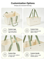 Sac fourre-tout en papier biodégradable écologique grande capacité, durable, avec poignée en sangle, matériaux recyclés, boîte cadeau personnalisée pour les collations