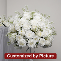 Bouquet de fleurs de mariage personnalisé selon photo, décoration de table, roses multicolores, gypsophile, delphinium, design professionnel sur mesure