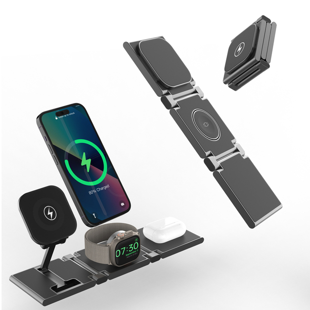 2026 Wireless Charger Magnetic 3 in 1 Fast Charging Station 15W 3in1 Mobile Phone Smart Watch Charger Stand Holder