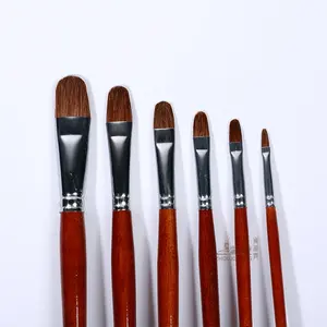 Lot de 6 pinceaux à tête ronde en poils de blaireau avec manche en bois pour gouache, peinture à l'huile, acrylique et aquarelle, pour l'enseignement artistique et la formation des étudiants - Product Image 5