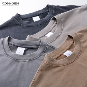 Camiseta AR062 Retro Hip Hop de Gran Tamaño, Estilo Batik Lavado, Manga Corta, Lisa, Marca de Moda Urbana - Product Image 2