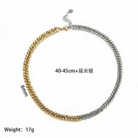 Collier ras du cou en acier inoxydable bicolore, plaqué or véritable PVD, avec chaîne gourmette et extension réglable, vente en gros