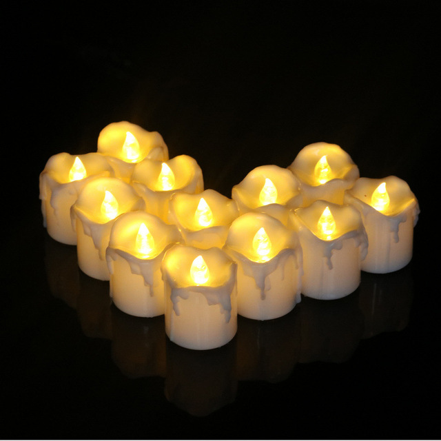 12 Pcs/box Flameless LED Tea Candle Lights with Timer Battery Operated Flickering Tea Lights for Home Party Decoration