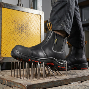 DSF53 Customized Genuine Leather Chelsea <b>Work</b> <b>Boots</b> <b>Black</b> Construction Safety <b>Boots</b> Anti punction Men Working Safety Shoes - Product Image 2
