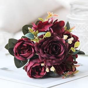 Ramo de Peonías y Rosas Artificiales, Flores Artificiales para Decoración del Hogar, Bodas, Arreglo Floral Artificial Duradero y sin Mantenimiento - Product Image 3