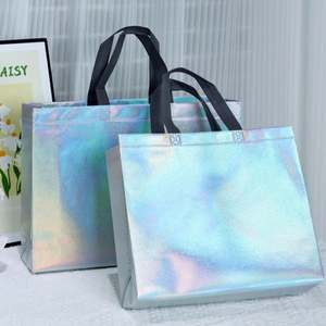 Bolsa de Regalo Personalizada al por Mayor, Reutilizable, de Lujo, Brillante, Metálica, Laminada, No Tejida, Ecológica, para Compras - Product Image 4