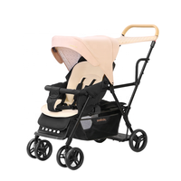Poussette double SEEBABY T12 2025, légère, en polyester, 9,5 kg, noire, pliable, cadre en acier inoxydable, capacité de charge de 15 kg