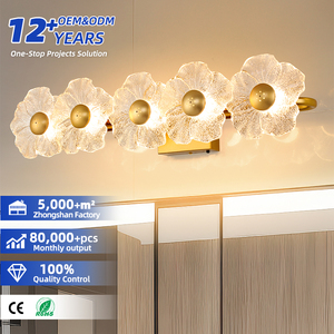 Luminaire mural de salle de bain moderne et luxueux en or simple à 5 lumières, IP44 étanche, LED, pour chambre à coucher, salon - Product Image 1