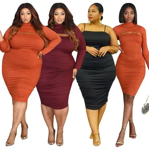 2021 High Quality 2 Piece Dress Set Big Size Business Dress Clothing Trend Bodycon Sexy Fall Elegant Plus Size Women's Dresses