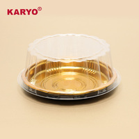 KARYO Blister en plastique PET personnalisé 201H boîte en plastique ronde de 7 pouces pour gâteau de luxe en or avec dôme transparent pour fête de mariage