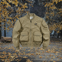 Nouvelle veste bomber décontractée en polyester/coton enduit coupe-vent pour l'automne, avec fermeture éclair, motif lettres, col montant et logo avant, tendance