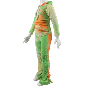 2 piezas de pantalones Conjuntos Niña largo Tie-dye de manga larga Tops + Pantalones tie-dye traje - Product Image 5