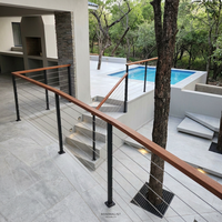 Conception de balustrade en acier pour balcon, balustrade en câble d'acier inoxydable noir pour villa moderne en extérieur