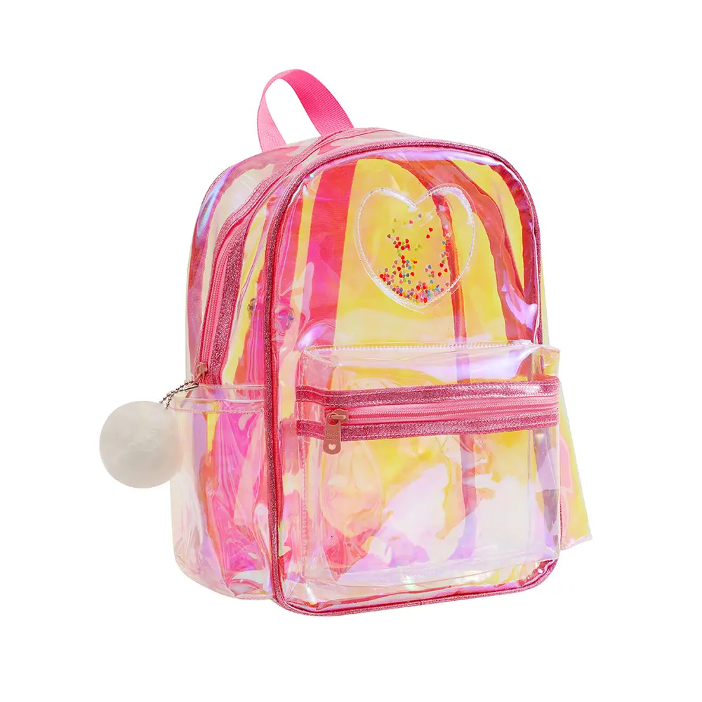 Moda nuovo PVC trasparente zaino per bambini ragazza amore laser viaggio carino impermeabile borsa per il tempo libero studenti zaino all'aperto