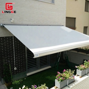 Hộp nhôm tự động mái che mái hiên cho cửa hàng 7x4m 6x4m không ướt mái hiên điện có thể thu vào cánh tay với đèn LED - Product Image 2