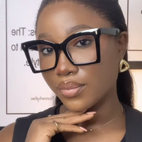 Monture de lunettes carrée de grande taille pour PC, style œil de chat, anti-lumière bleue
