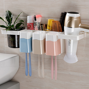 Multifuncional plástico montado na paredeEscova de dentes segurar titular de amostras limpador Copo dispensador de pasta de <span class=keywords><strong>dent</strong></span> - Product Image 5