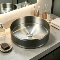 Évier de salle de bain en acier inoxydable, évier de cuisine moderne de luxe, accessoires d'évier de salle de bain en gros pour comptoir